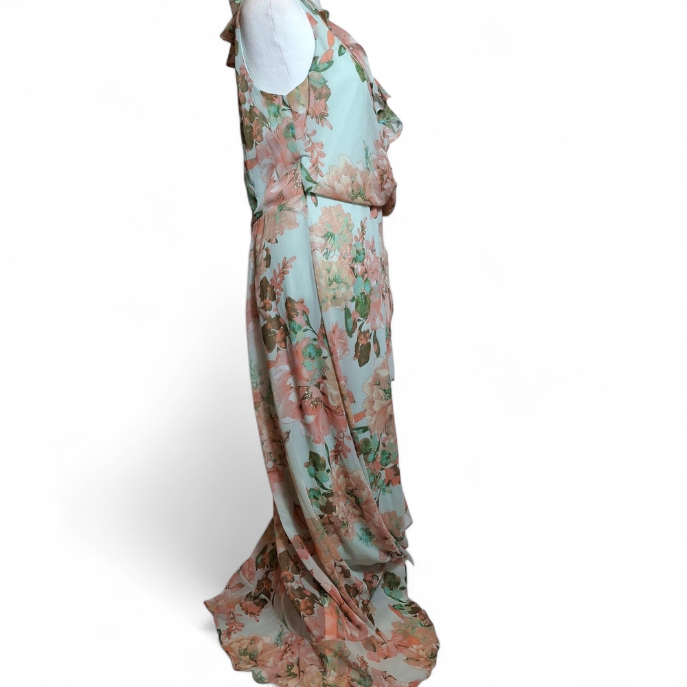 London Times Floral Sleeveless Maxi Dress - Size 12 - Wedding, Floral, Sheer - Picture 5 of 10